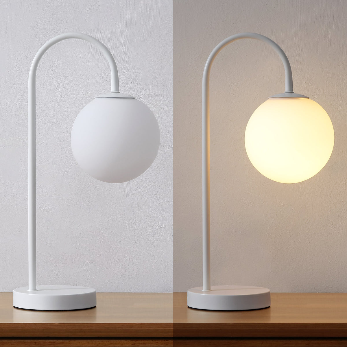 Arco Frosted Globe Table Lamp with Curved Metal Arm - product image 15
