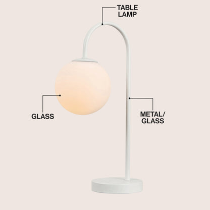 Arco Frosted Globe Table Lamp with Curved Metal Arm - product image 11