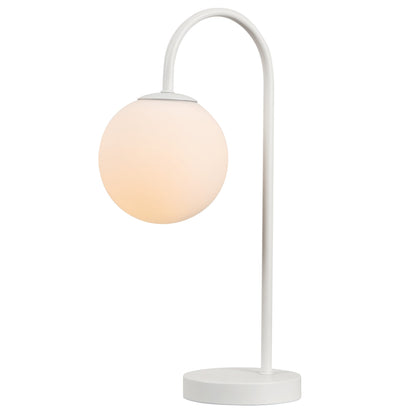 Arco Frosted Globe Table Lamp with Curved Metal Arm
