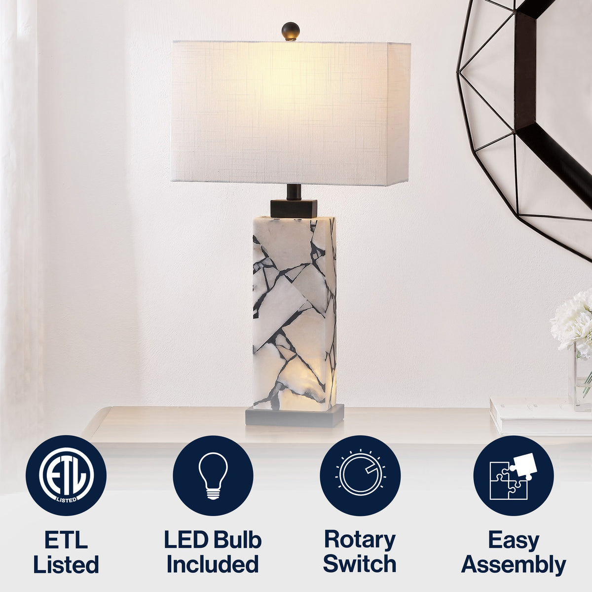 Elizabeth Mosaic Alabaster Table Lamp with Base Light - product image 6