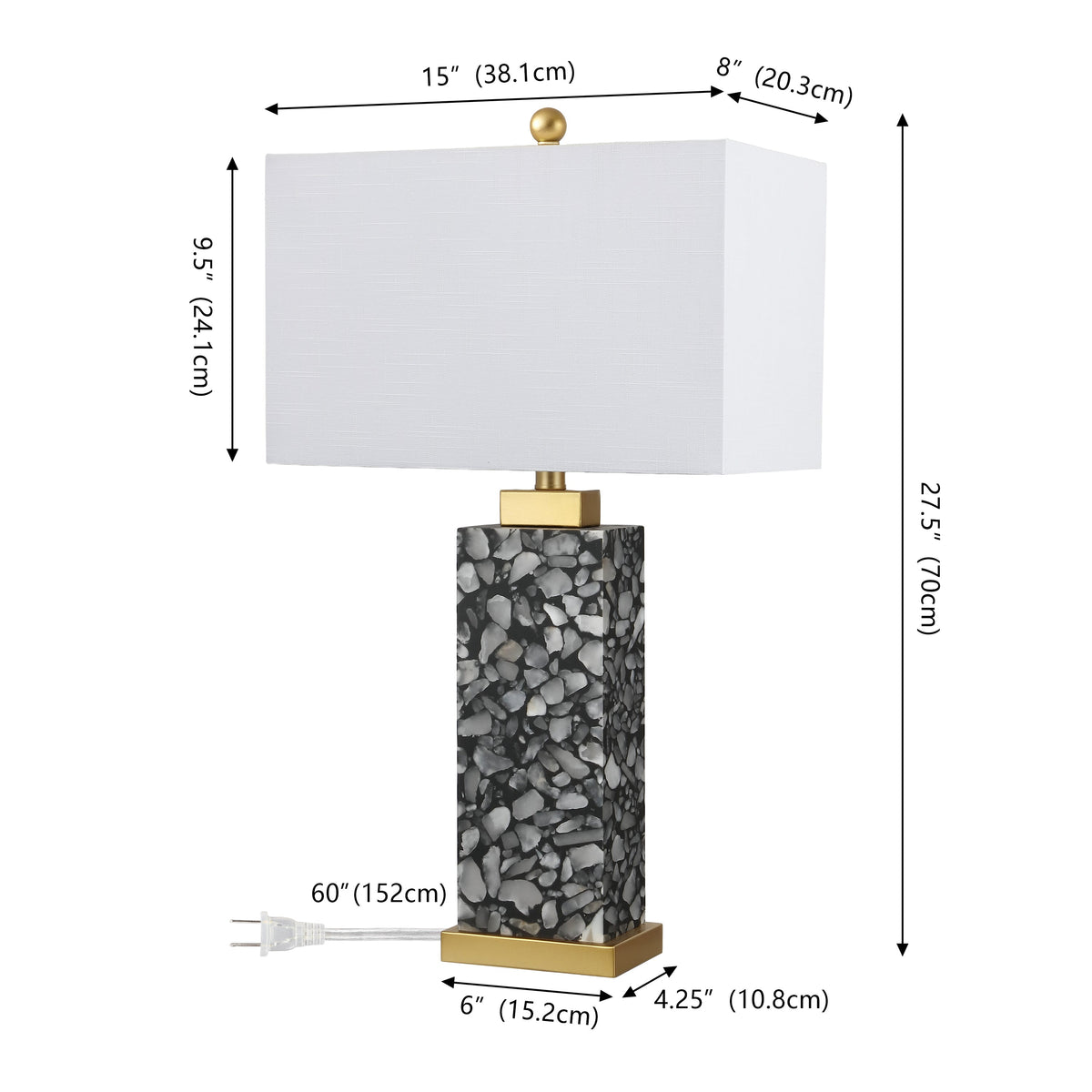 Elizabeth Terrazzo Alabaster Table Lamp with Base Light - product image 5