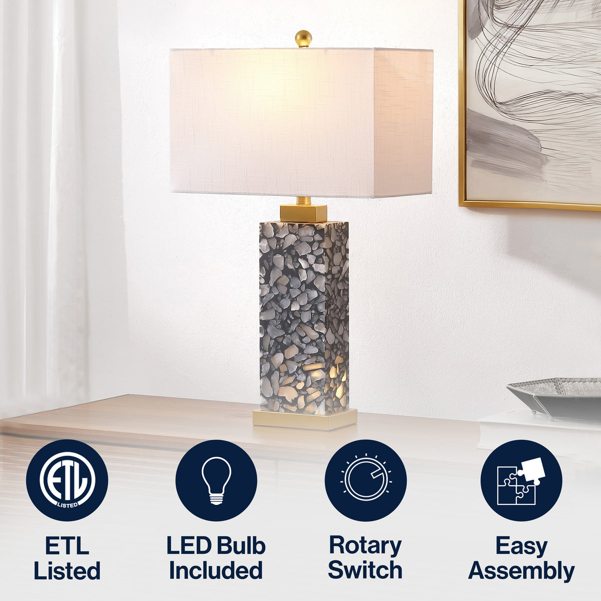 Elizabeth Terrazzo Alabaster Table Lamp with Base Light - product image 6