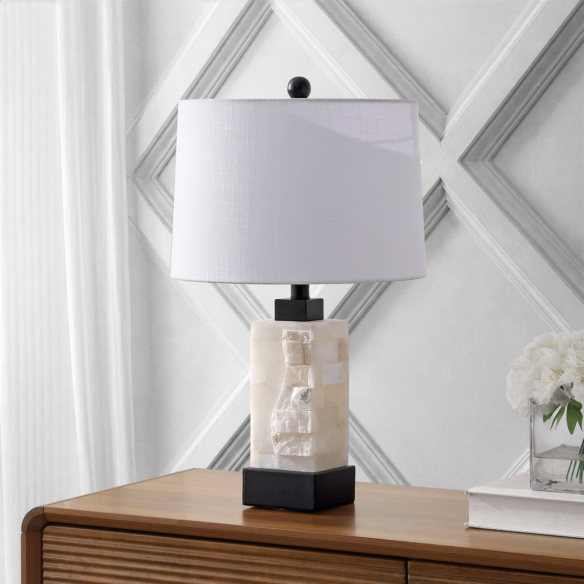 Eloise Rectangular Alabaster Table Lamp with Nightlight - product image 8