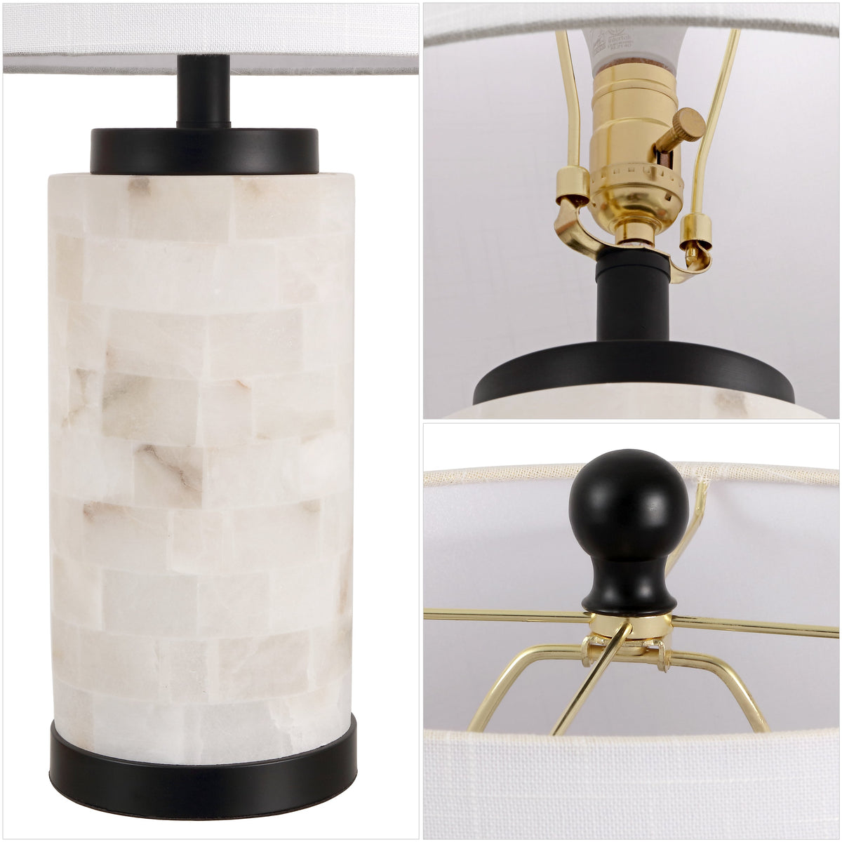 Eliza Alabaster Tile Column Table Lamp with Base Light - product image 4