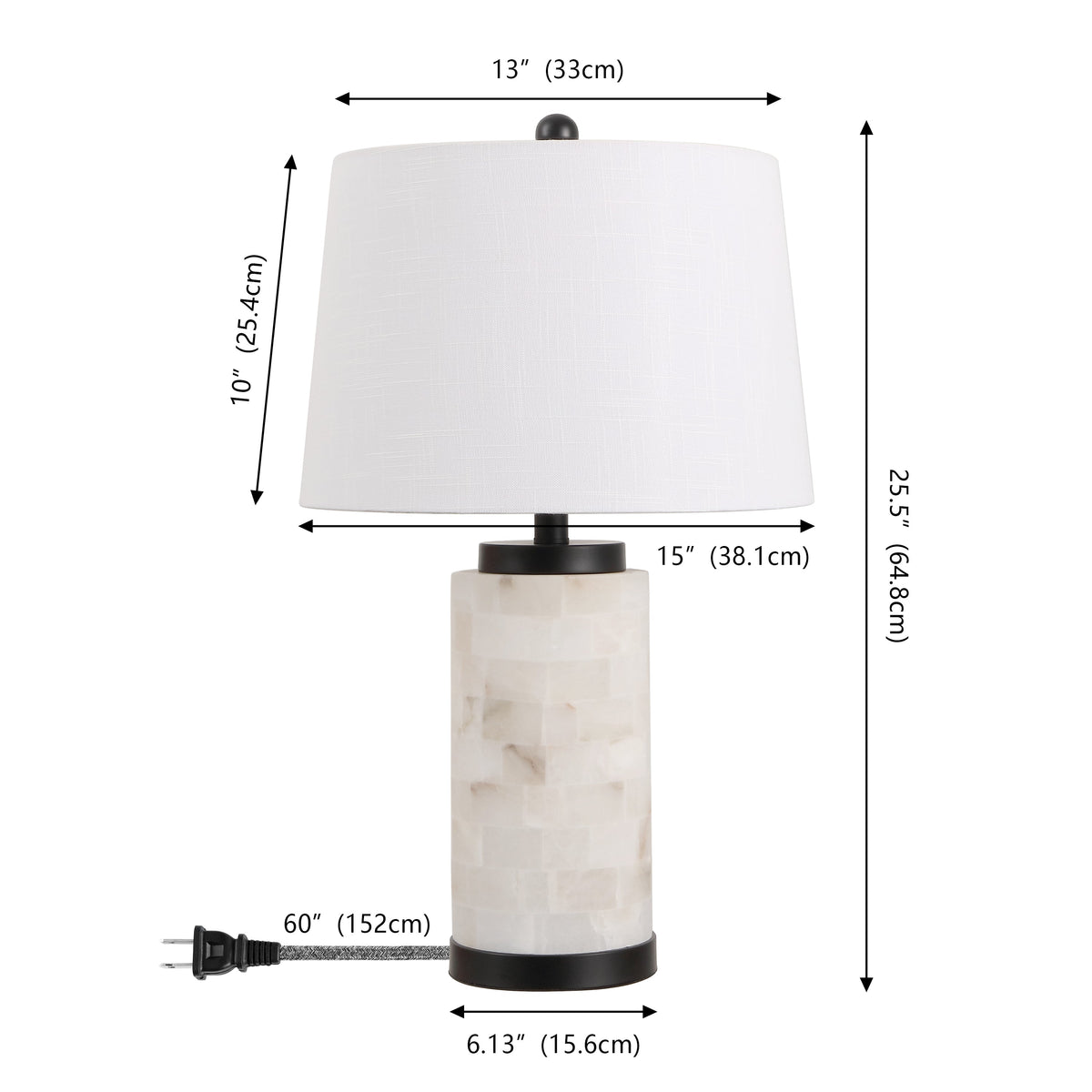Eliza Alabaster Tile Column Table Lamp with Base Light - product image 5