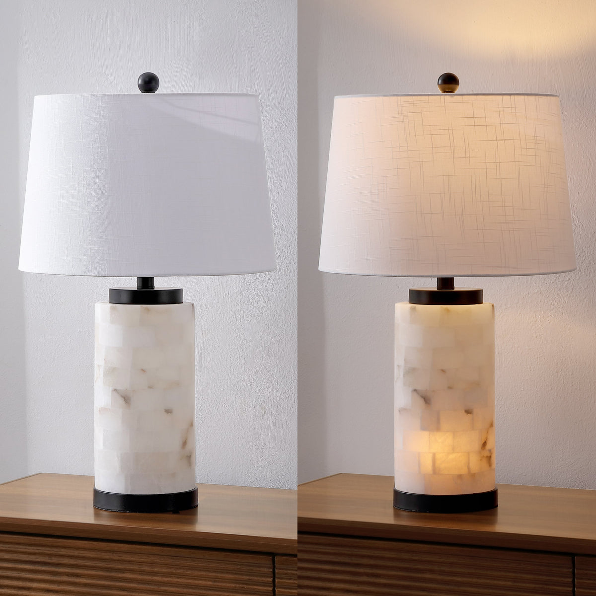 Eliza Alabaster Tile Column Table Lamp with Base Light - product image 7