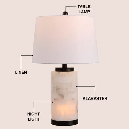 Eliza Alabaster Tile Column Table Lamp with Base Light - product image 3