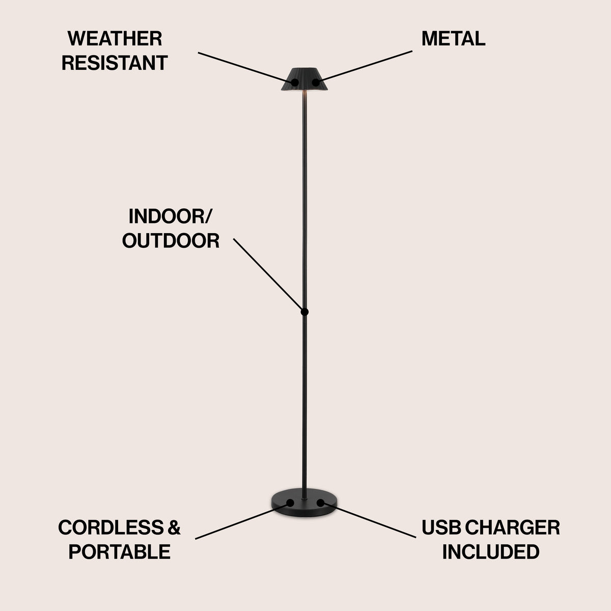 Mallory 44-Inch Rechargeable Indoor/Outdoor LED Floor Lamp - product image 3