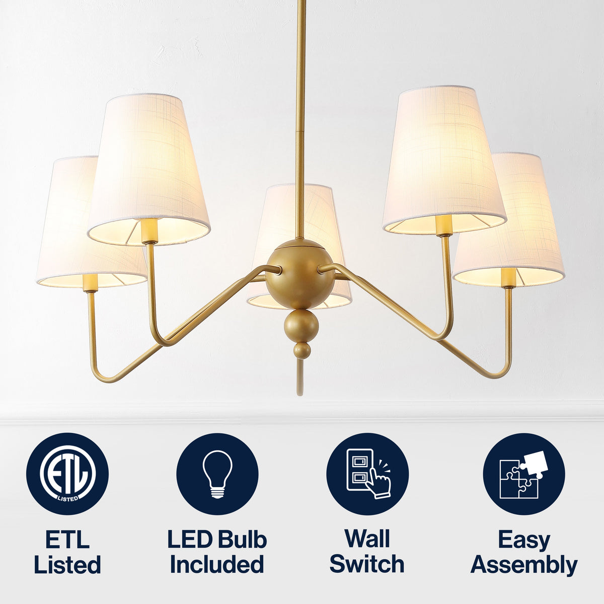 Skylar Minimalist Metal Cone-Shade Chandelier - product image 6