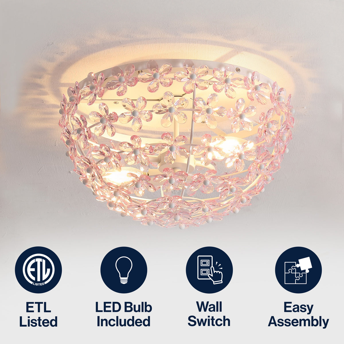 Izzy 2-Light Dome Flush Mount with Acrylic Floral Accents - product image 13