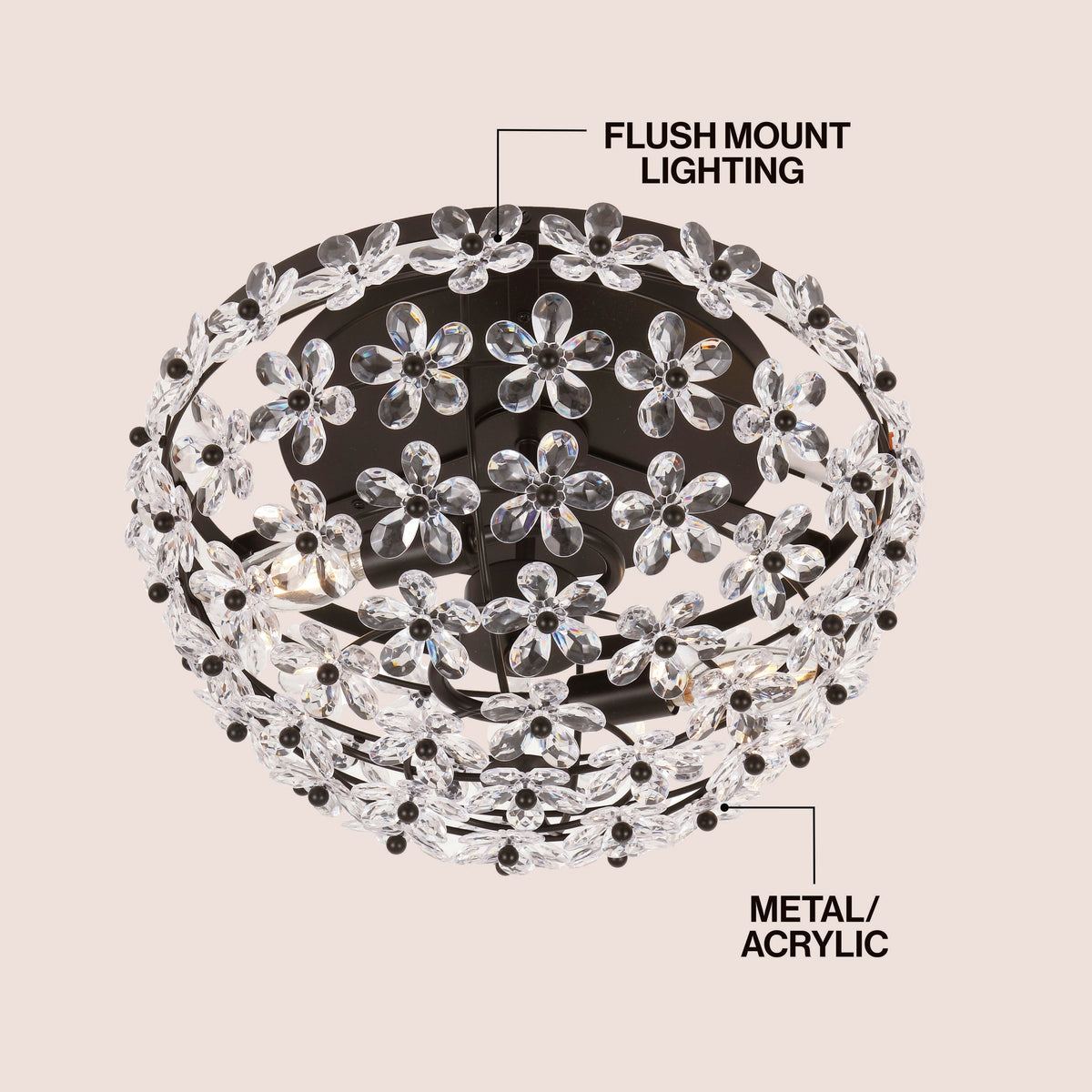 Izzy 2-Light Dome Flush Mount with Acrylic Floral Accents - product image 3