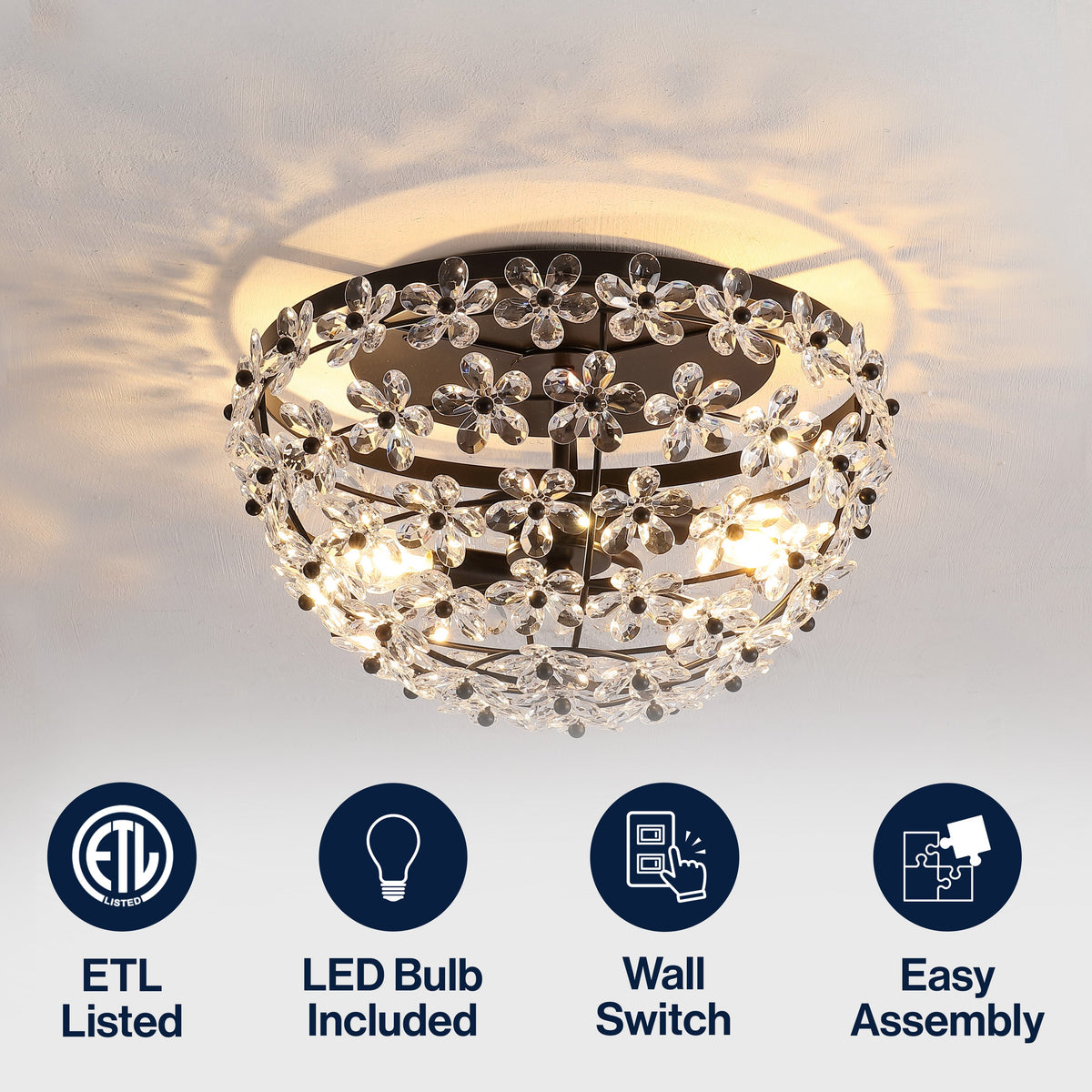 Izzy 2-Light Dome Flush Mount with Acrylic Floral Accents - product image 5