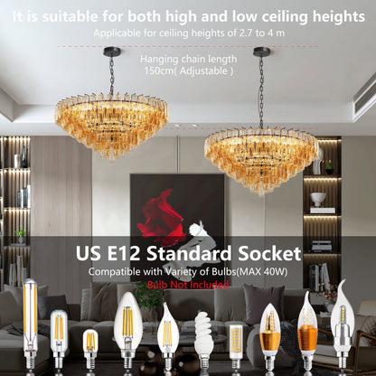 37-Inch Tiered Smoke Glass 14-Light Chandelier - product image 16