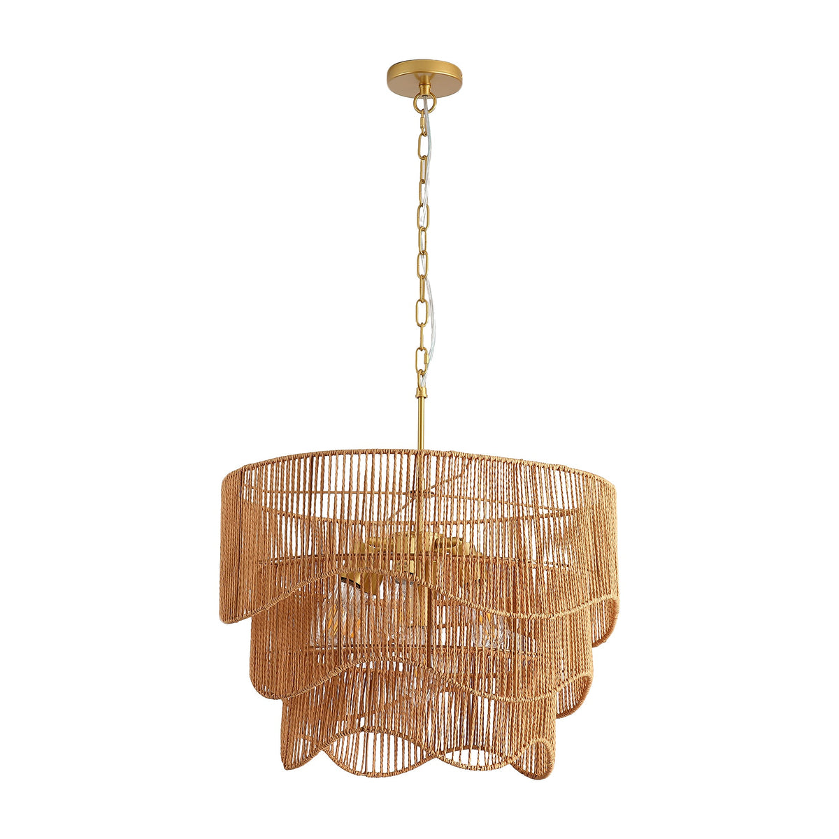 Handwoven Wave Rattan 7-Light Pendant Chandelier - product image 13