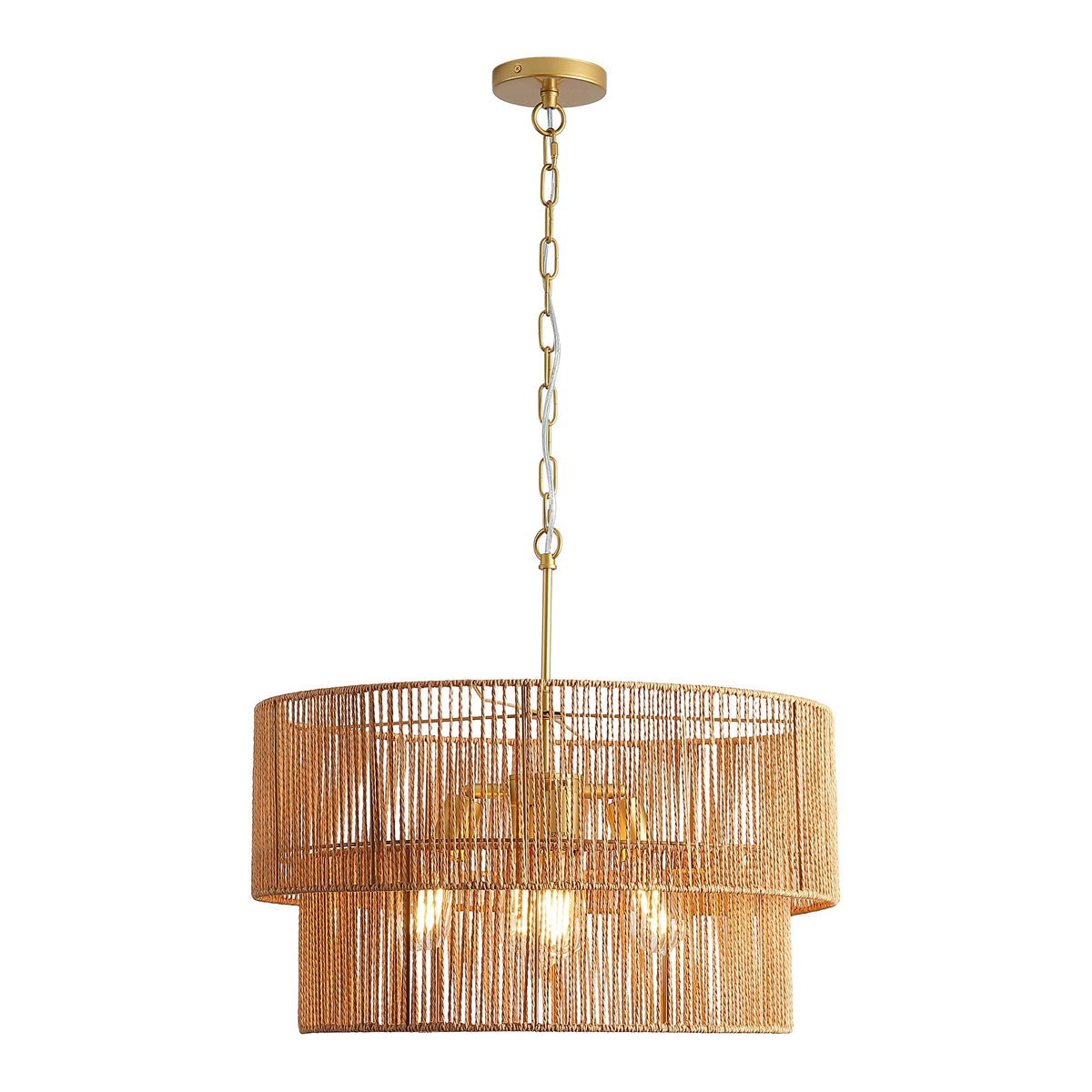 Two-Tier Handwoven Rattan 5-Light Pendant Chandelier - product image 1