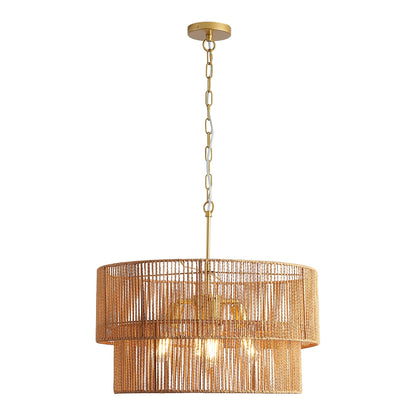 Two-Tier Handwoven Rattan 5-Light Pendant Chandelier - product image 1