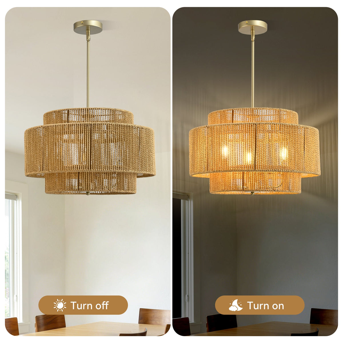 Three-Light Woven Paper Rope Chandelier - product image 5