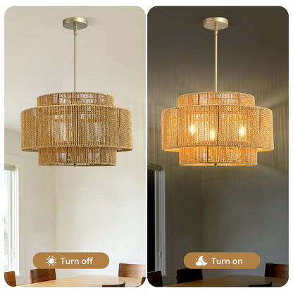 Three-Light Woven Paper Rope Chandelier - product image 5