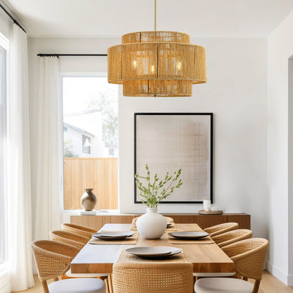 Three-Light Woven Paper Rope Chandelier - product image 4