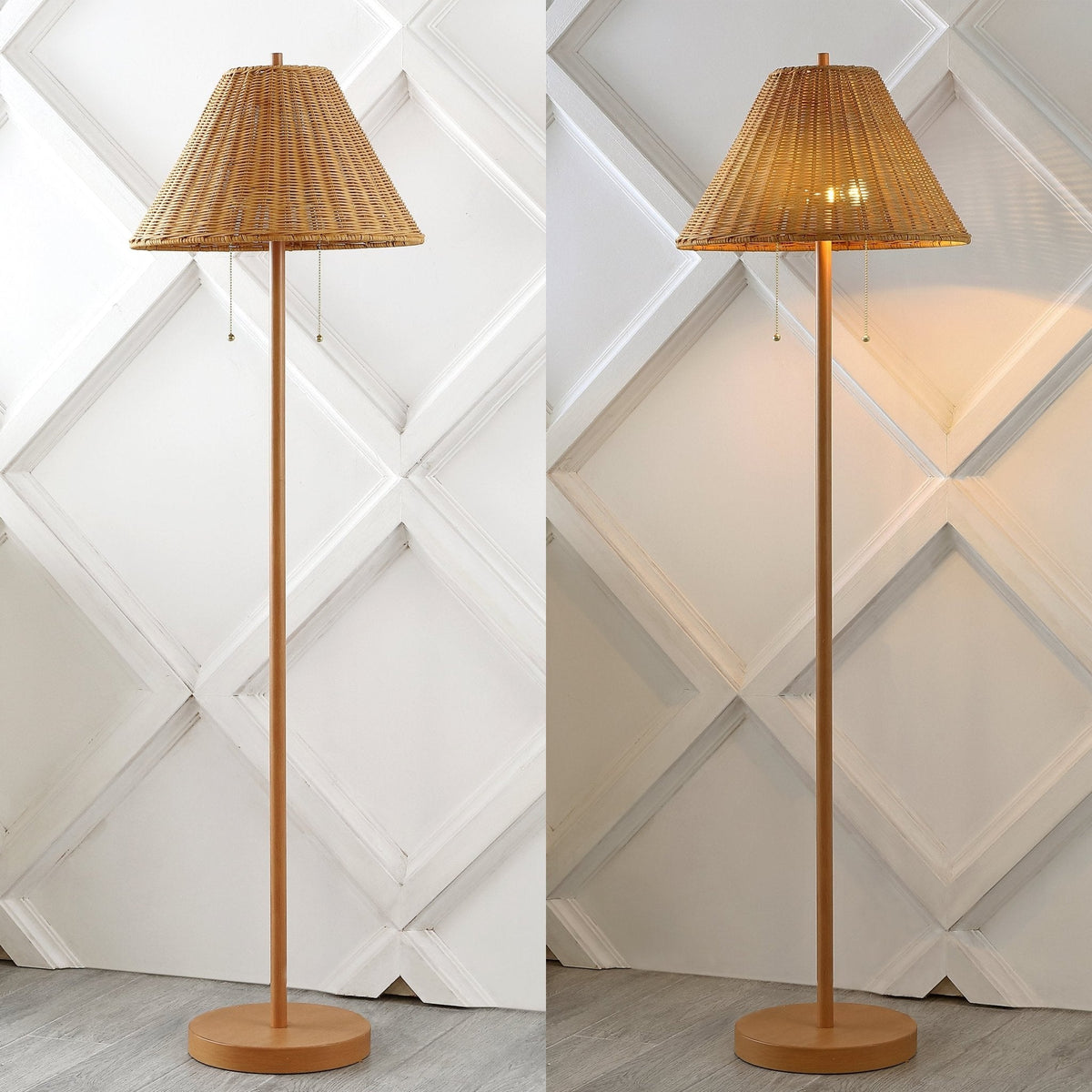 Nando Rattan Cone-Shade Floor Lamp with Pull Chains - product image 5
