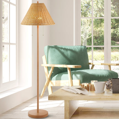 Nando Rattan Cone-Shade Floor Lamp with Pull Chains - product image 6