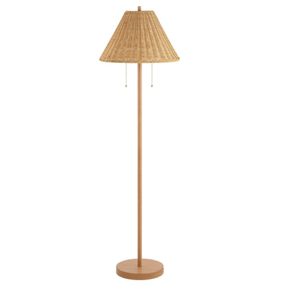 Nando Rattan Cone-Shade Floor Lamp with Pull Chains - product image 2